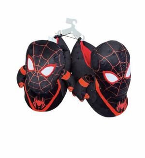 Marvel Spider-Man Kids Plush Slippers Size 4-5 Black Red 3D Character NWT